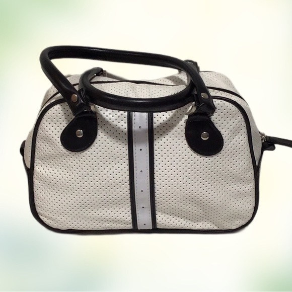 NHL Pittsburgh Penguins Hockey Bowler Hand Bag, White and Black - Picture 3 of 10